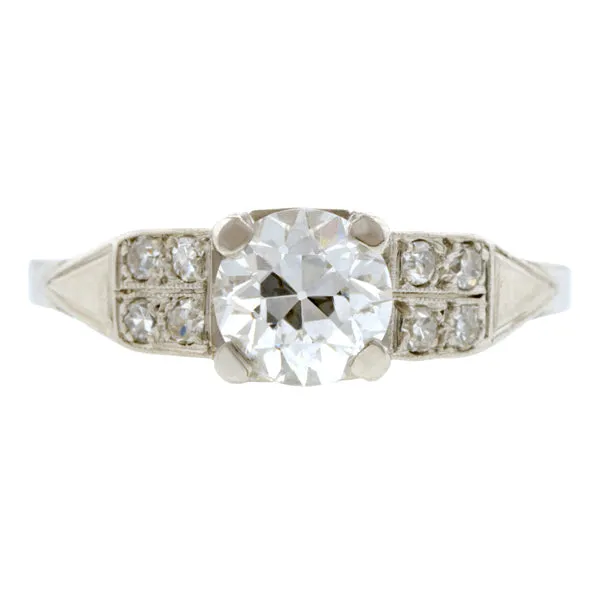 Vintage Diamond Engagment Ring Old Euro 0.83ct