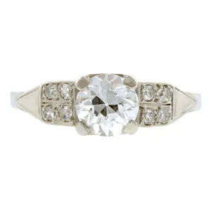 Vintage Diamond Engagment Ring Old Euro 0.83ct
