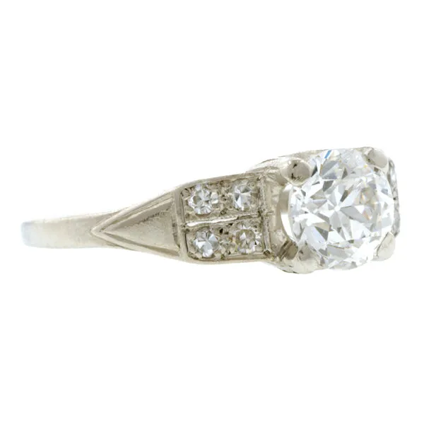 Vintage Diamond Engagment Ring Old Euro 0.83ct