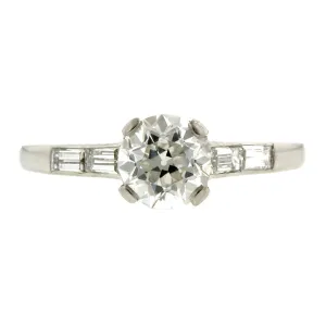 Vintage Engagement Ring, Old Euro 0.95ct