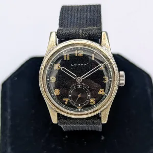 Vintage LATHAM Military Watch 17 Jewels 31mm Swiss Made Wristwatch