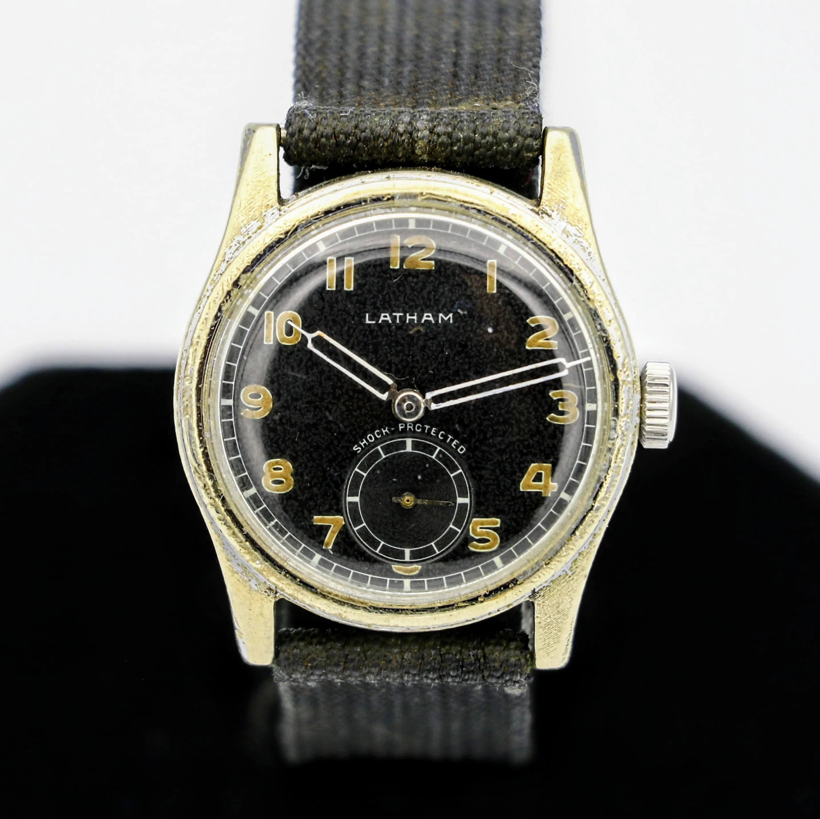 Vintage LATHAM Military Watch 17 Jewels 31mm Swiss Made Wristwatch