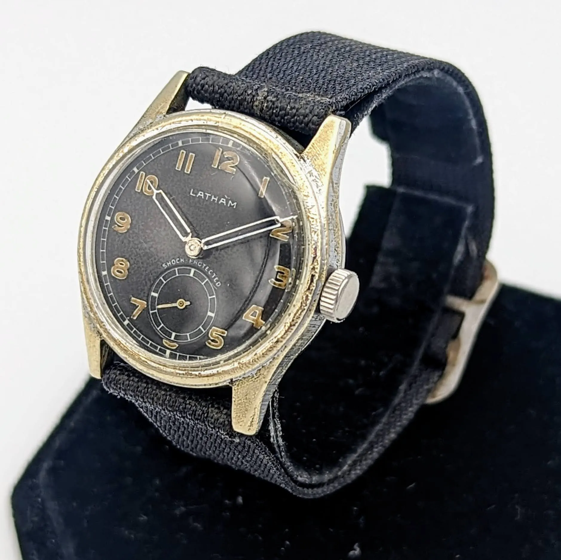 Vintage LATHAM Military Watch 17 Jewels 31mm Swiss Made Wristwatch