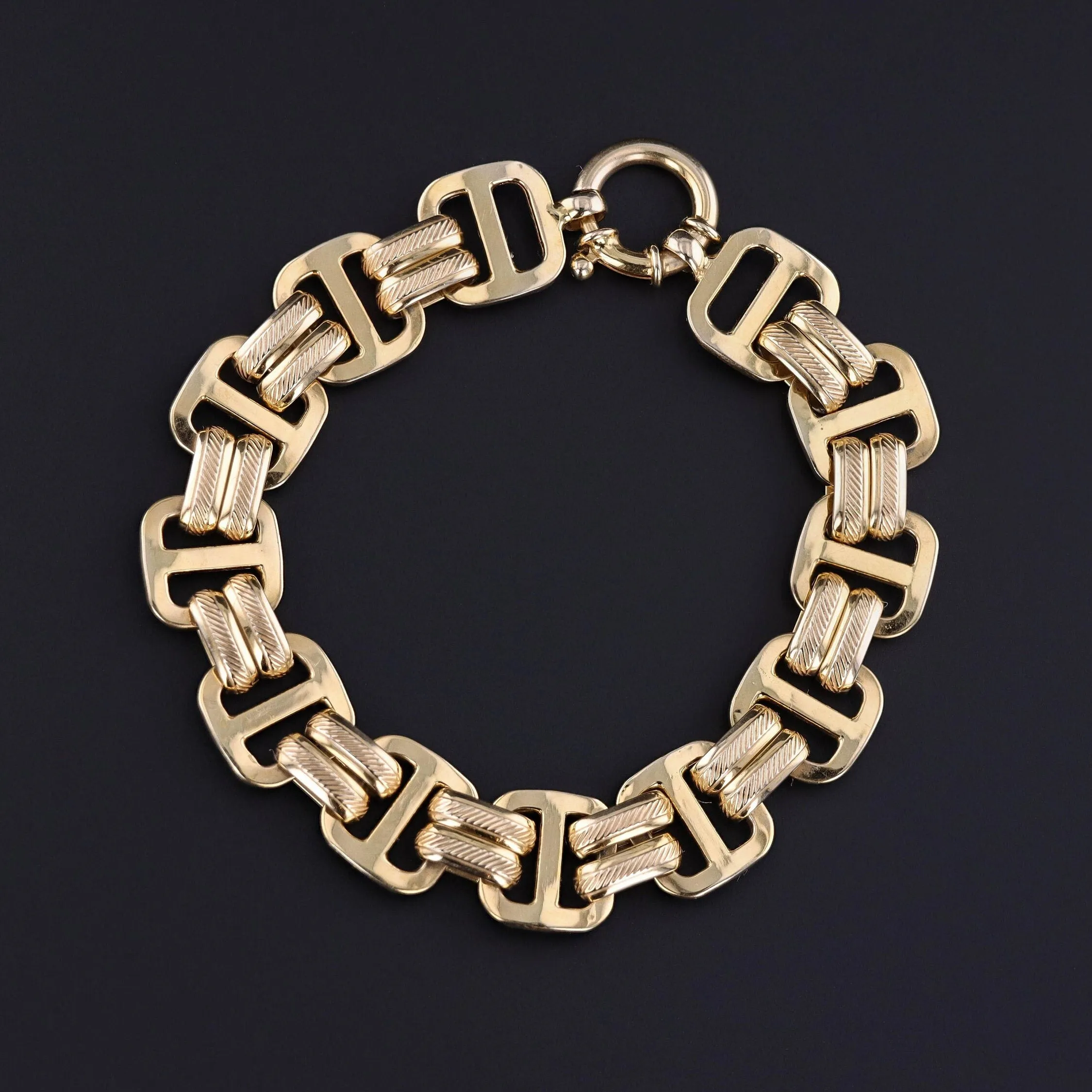 Vintage Link Bracelet of 14k Gold