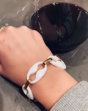 Vintage Mod Bracelet in White and Gold