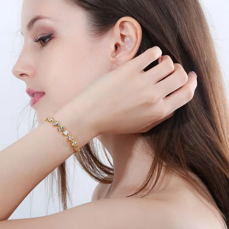 Vintage Purple Amethyst Gemstones Bracelets Gold for Women Jewelry