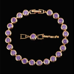 Vintage Purple Amethyst Gemstones Bracelets Gold for Women Jewelry