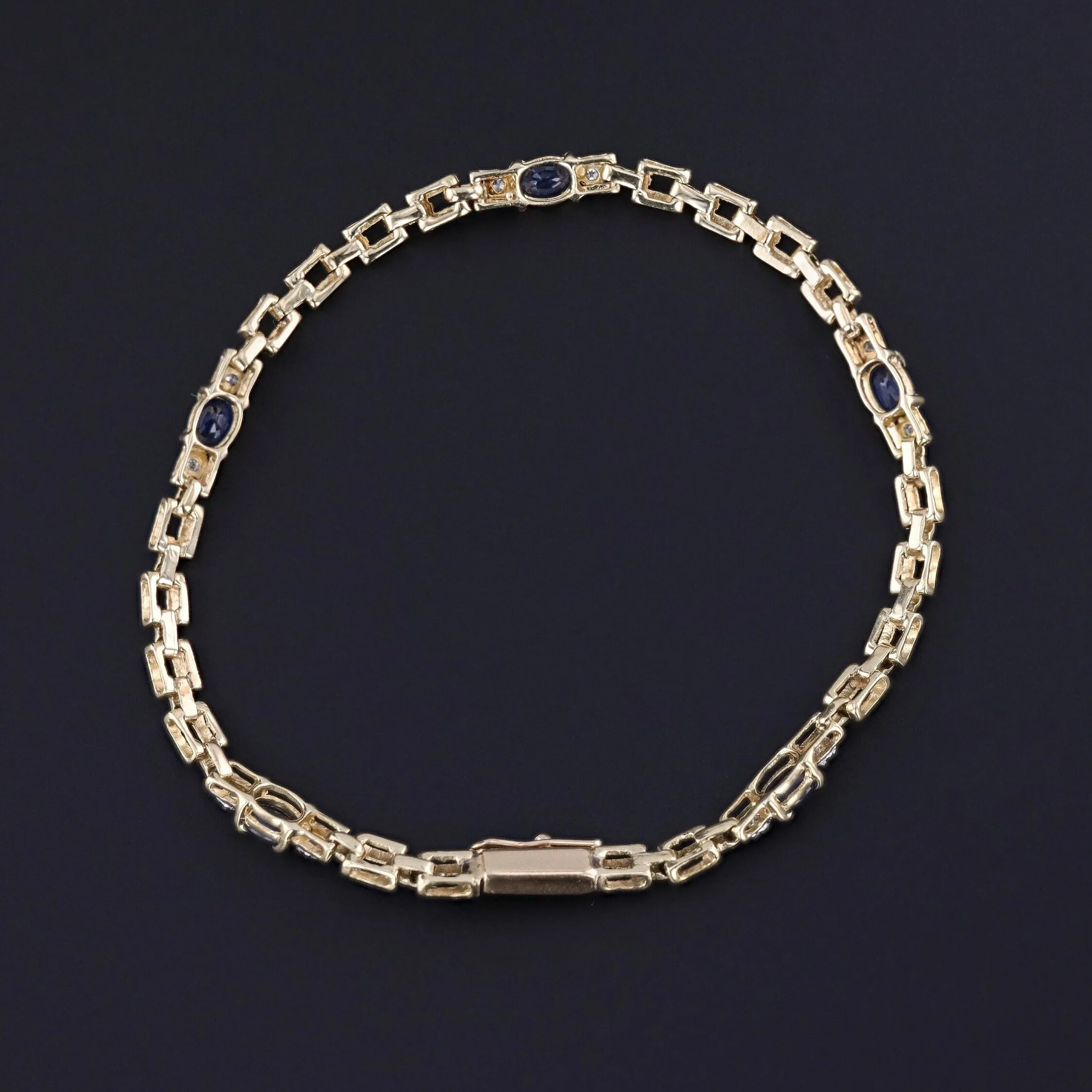 Vintage Sapphire and Diamond Bracelet of 14k Gold