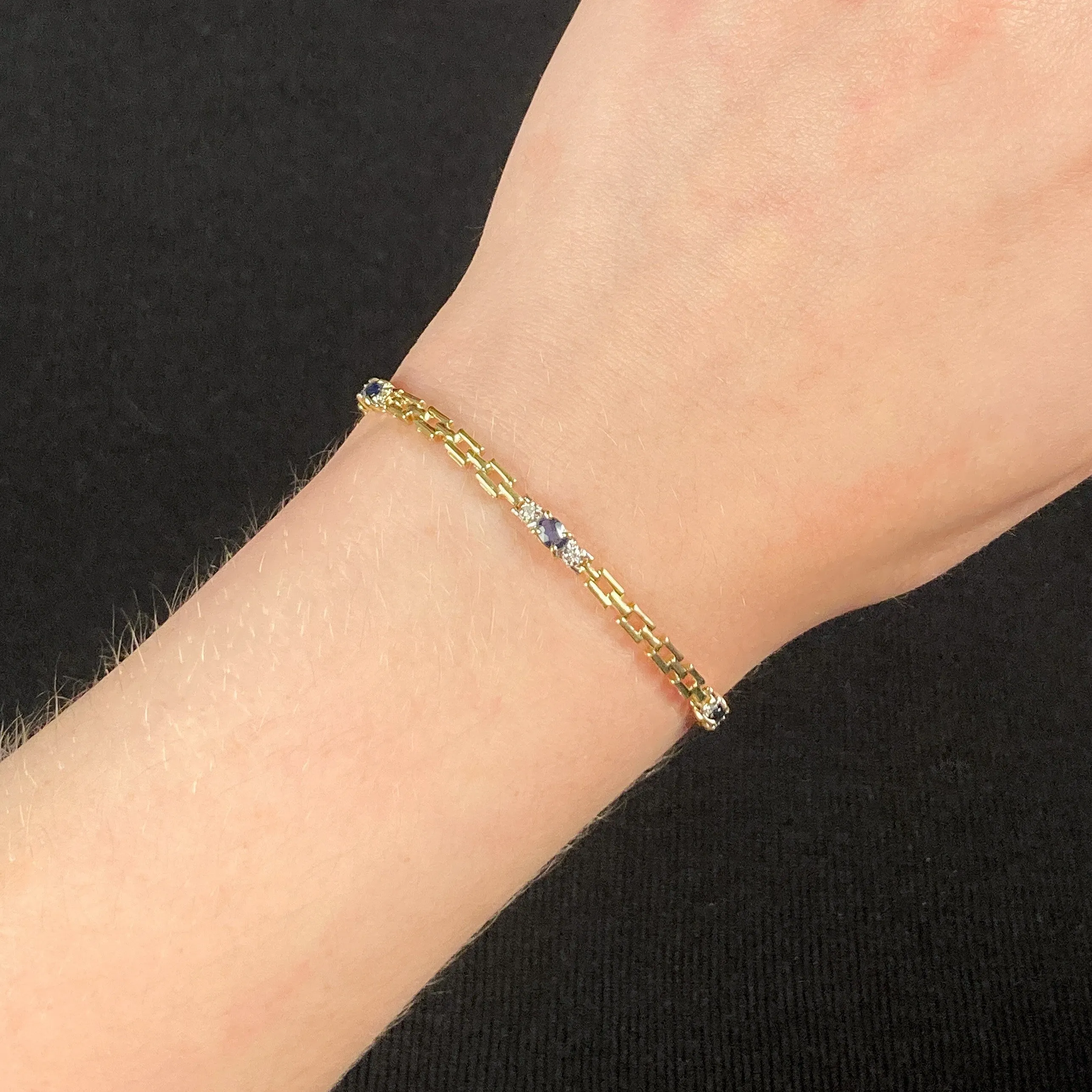 Vintage Sapphire and Diamond Bracelet of 14k Gold