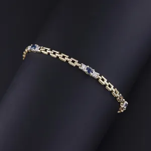 Vintage Sapphire and Diamond Bracelet of 14k Gold