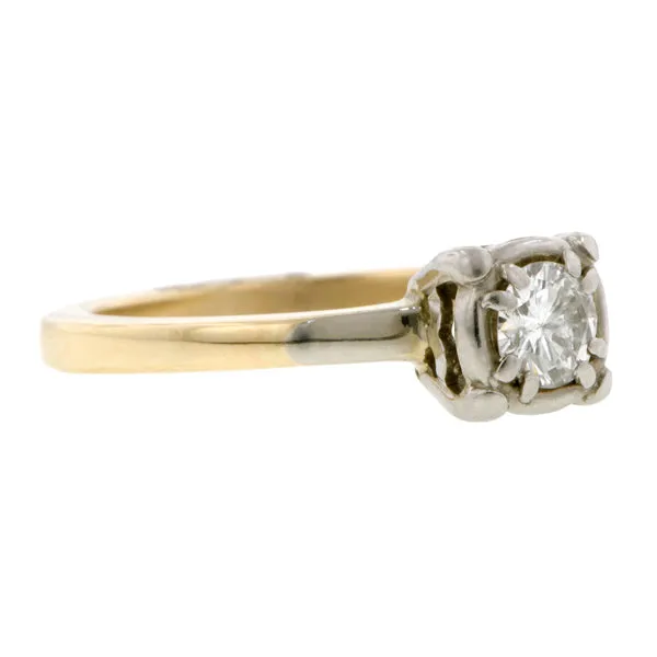 Vintage Solitaire Engagement Ring, RBC 0.25ct