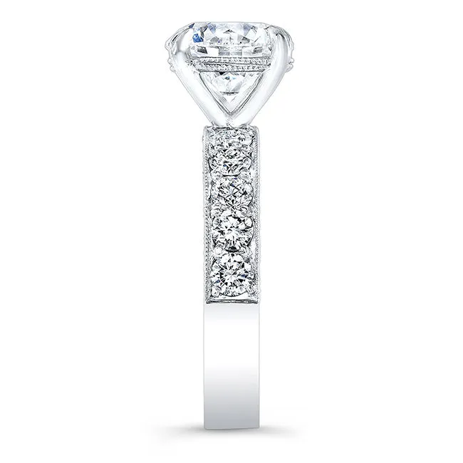 Vintage Style Engraved Diamond Engagement Ring