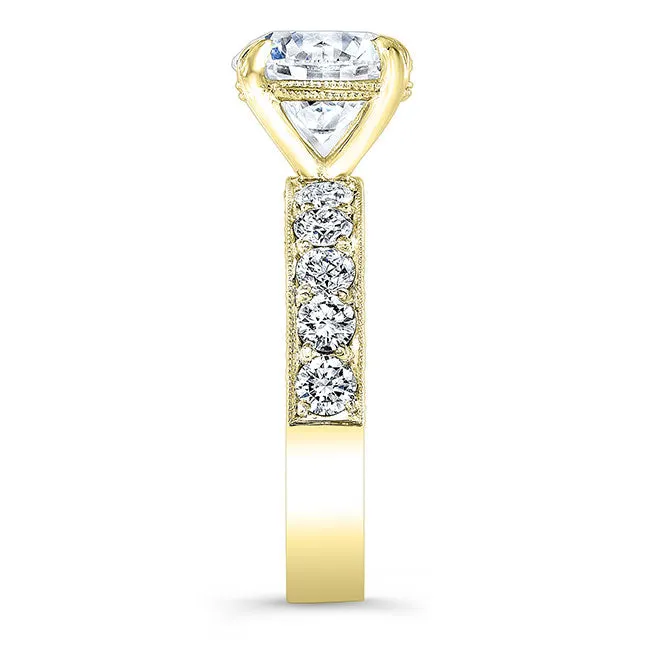 Vintage Style Engraved Diamond Engagement Ring