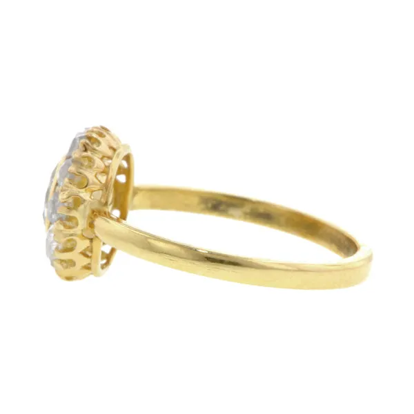 Vintage Yellow Diamond & Rose Cut Diamond Cluster Ring