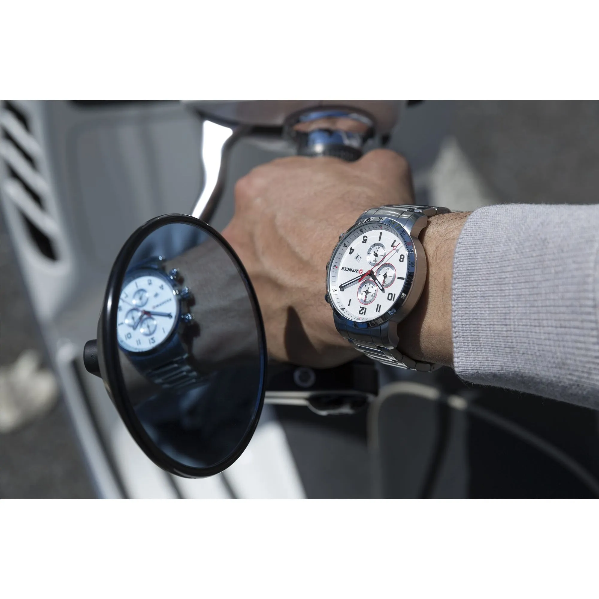 Wenger Attitude Chrono 44  Silver Dial Steel bracelet Men's Watch