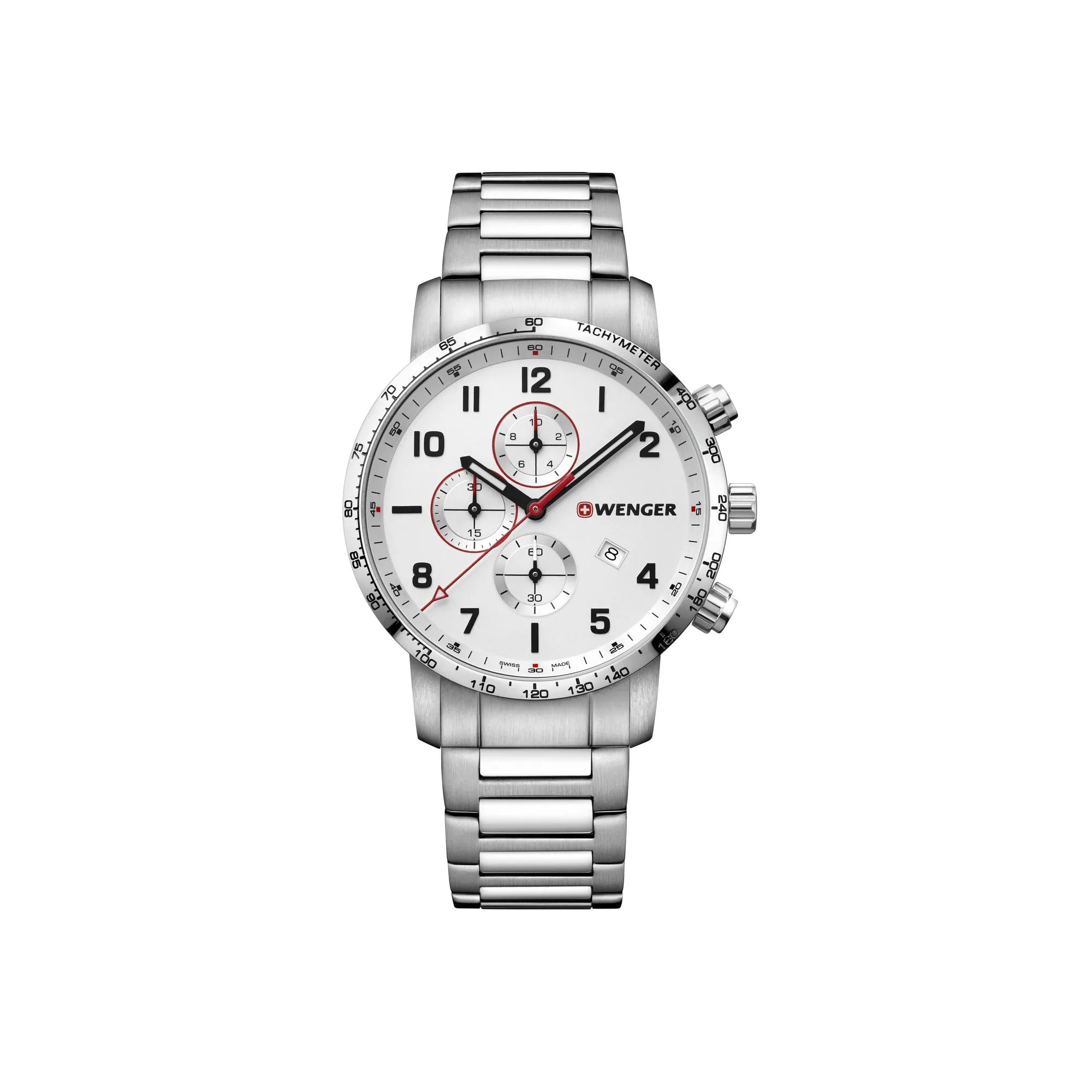 Wenger Attitude Chrono 44  Silver Dial Steel bracelet Men's Watch