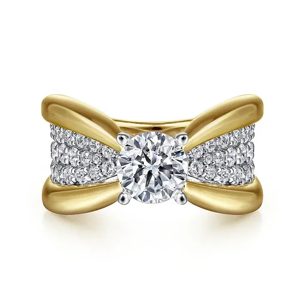Wide Bow Shaped Diamond Engagement Ring Mounting