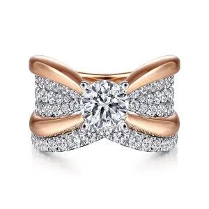 Wide Bow Shaped Diamond Engagement Ring Mounting