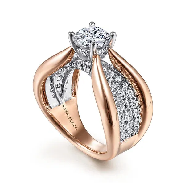 Wide Bow Shaped Diamond Engagement Ring Mounting