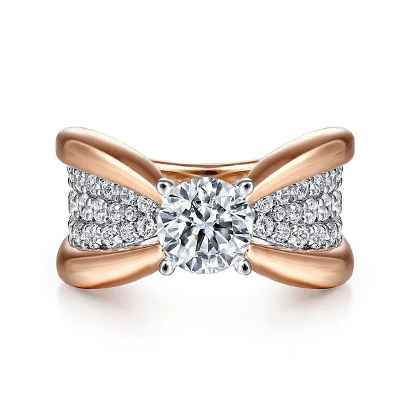 Wide Bow Shaped Diamond Engagement Ring Mounting