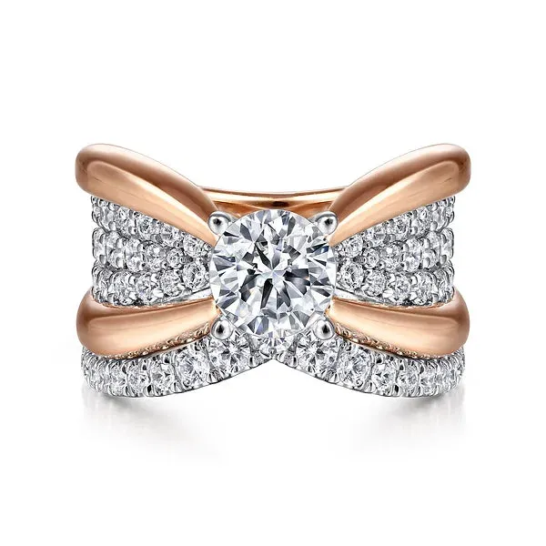 Wide Bow Shaped Diamond Engagement Ring Mounting