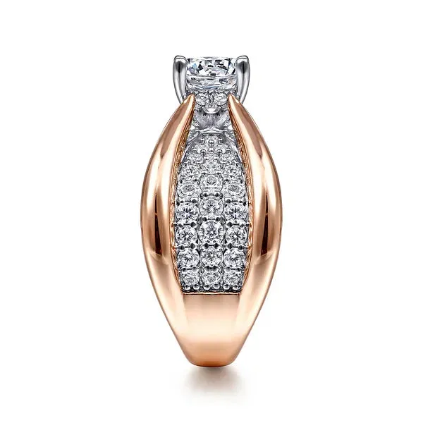 Wide Bow Shaped Diamond Engagement Ring Mounting