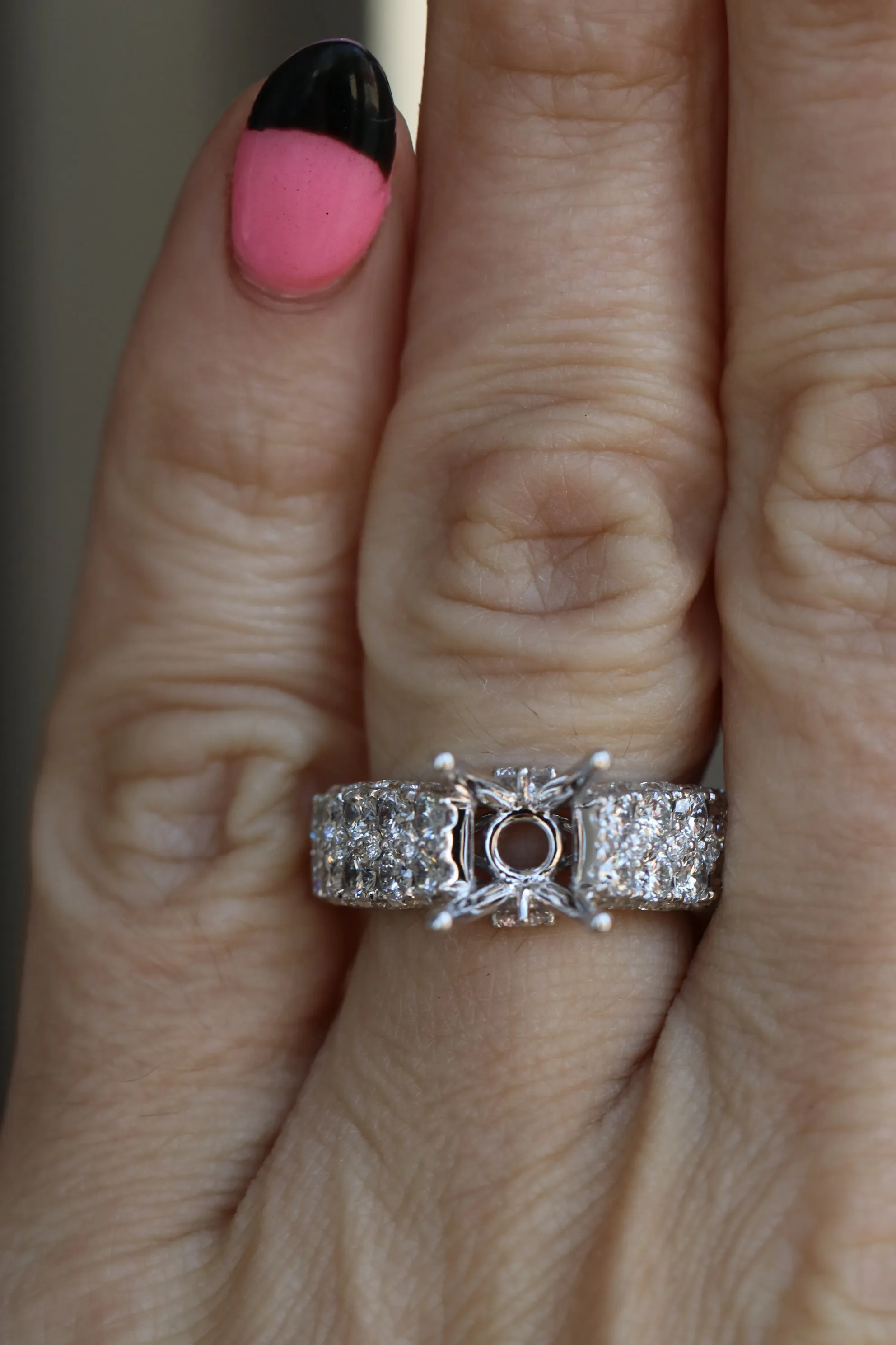 Wide Diamond All Around Diamond Engagement Ring
