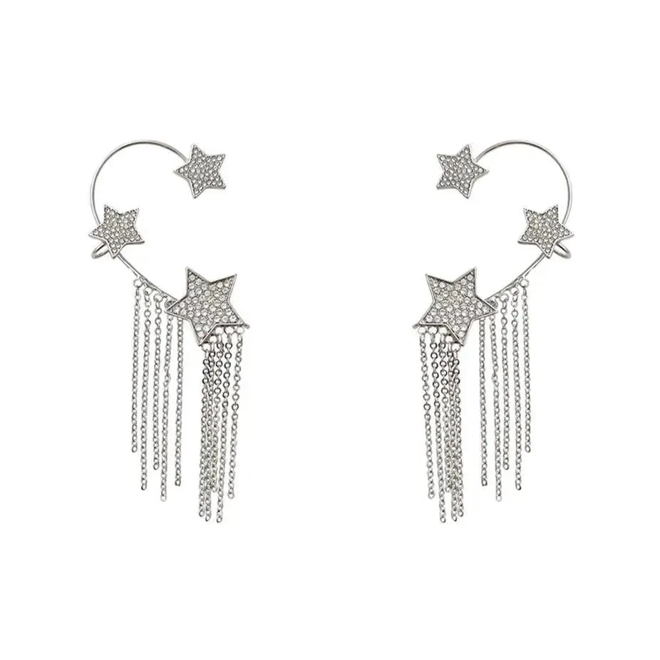 Women French Full Diamond Tassel Earrings