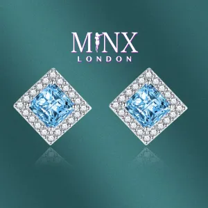 Womens Ear Studs | Square Shape Earrings | Blue Diamond Ear Studs | Blue Diamond Earrings | Blue Gemstone Earrings | Womens Stud Earring