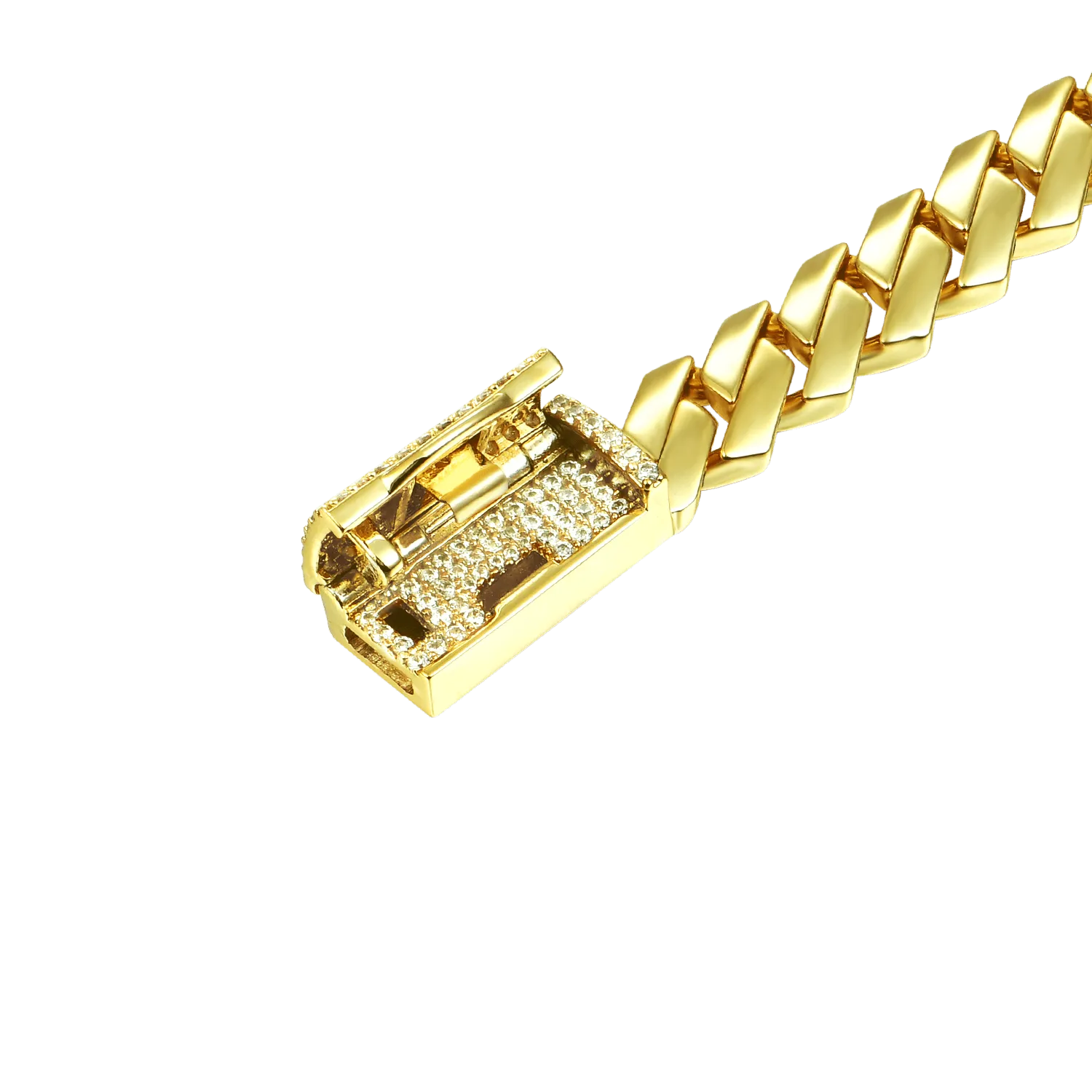 Women's Plain Gold Prong Cuban Link Bracelet - 8mm