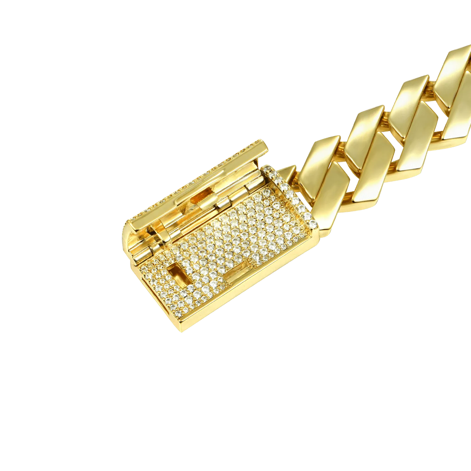 Women's Plain Gold Prong Cuban Link Bracelet - 8mm