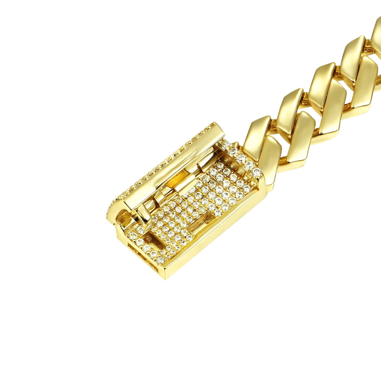 Women's Plain Gold Prong Cuban Link Bracelet - 8mm
