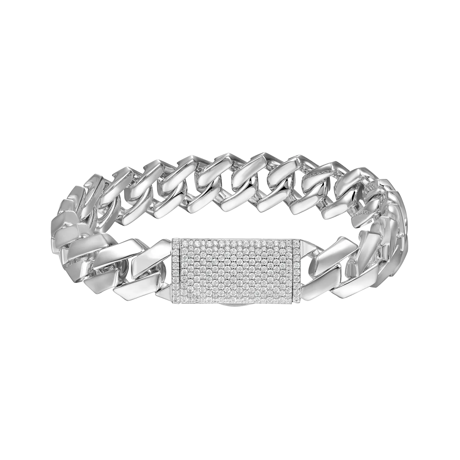 Women's Plain Gold Prong Cuban Link Bracelet - 8mm