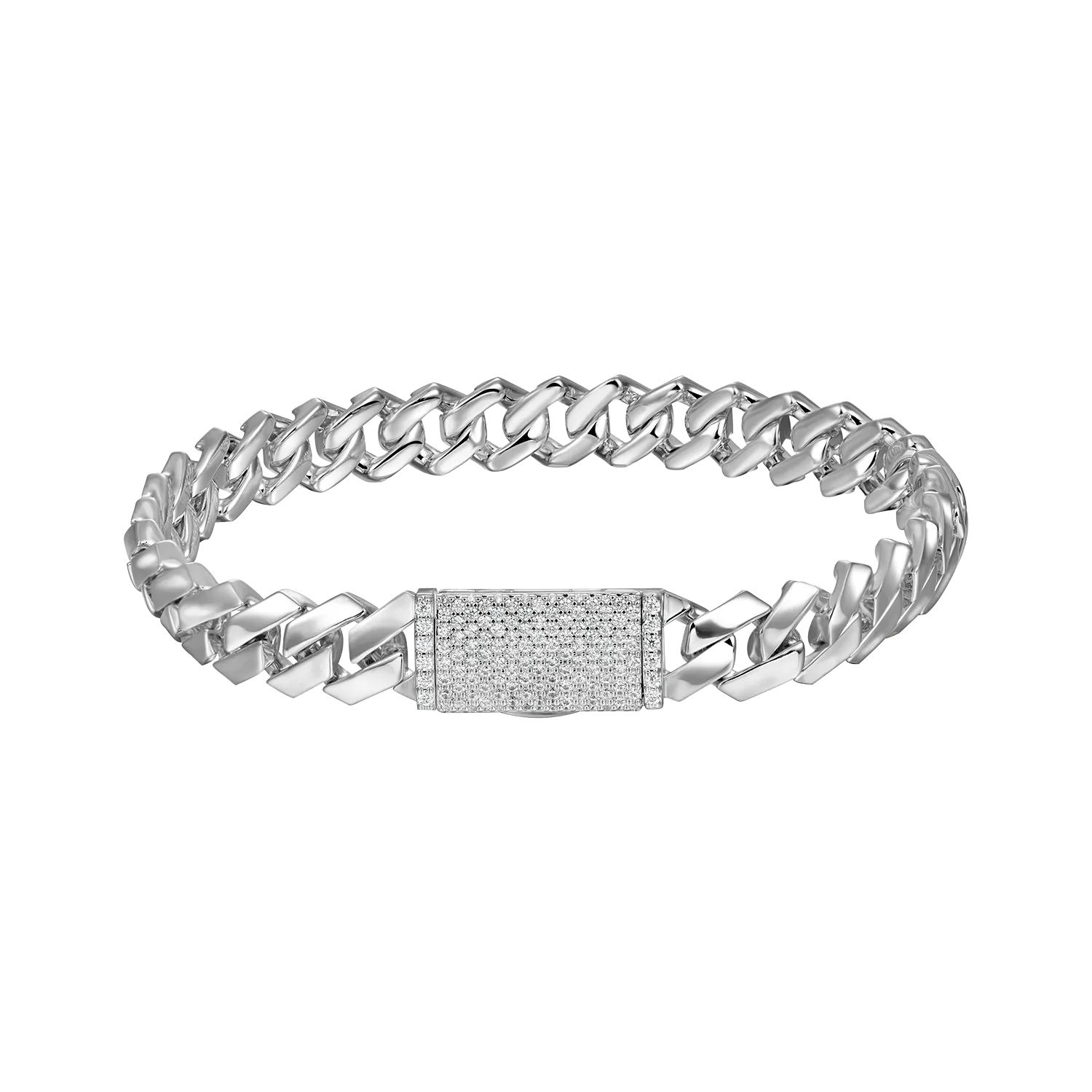 Women's Plain Gold Prong Cuban Link Bracelet - 8mm