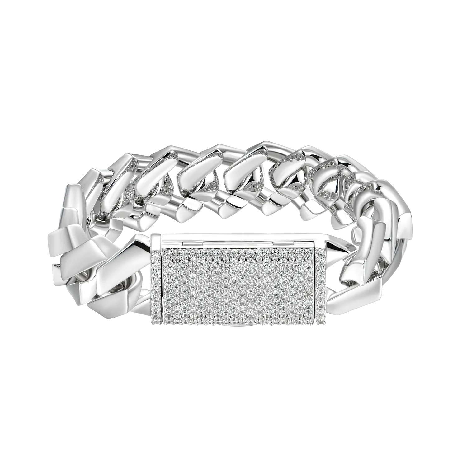 Women's Plain Gold Prong Cuban Link Bracelet - 8mm