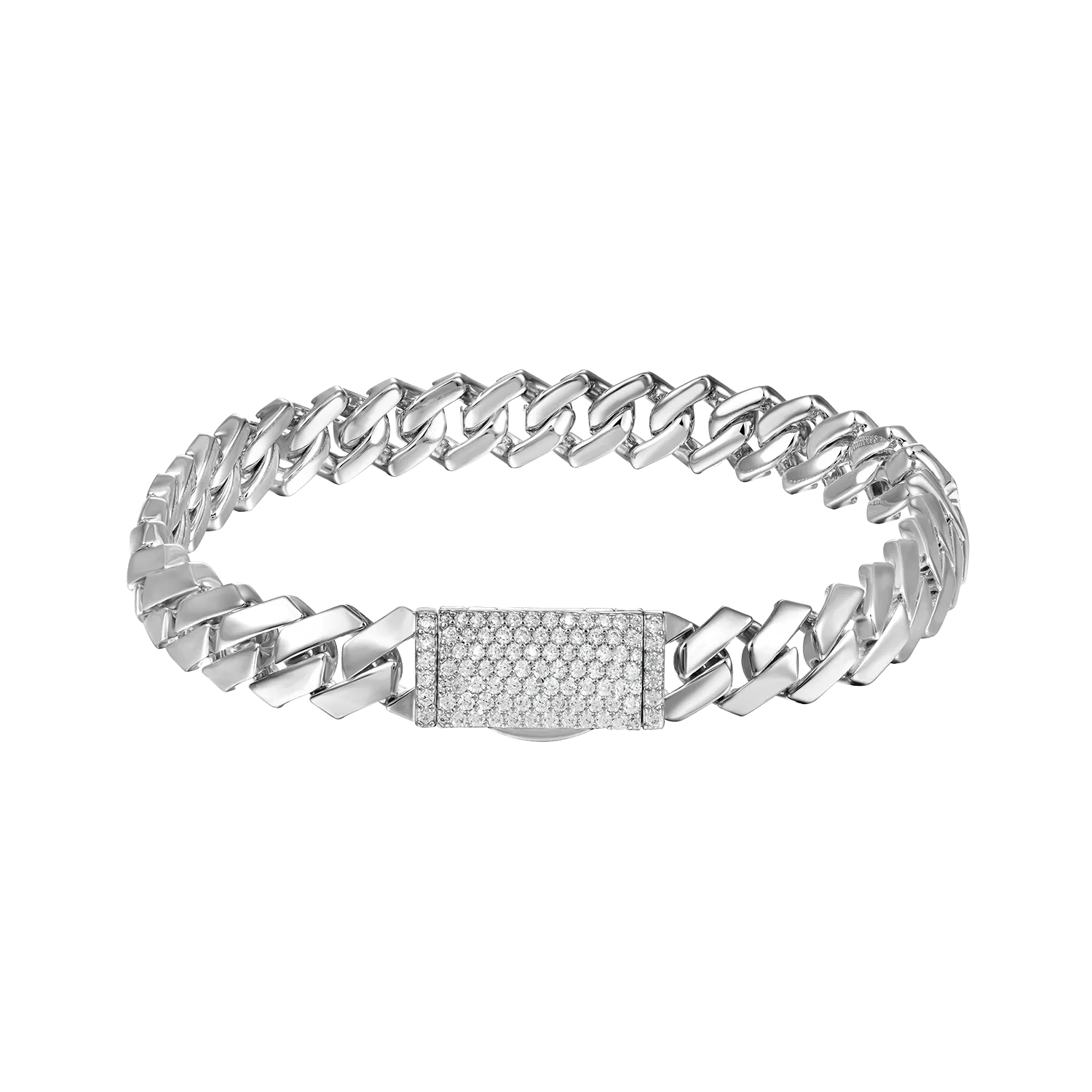 Women's Plain Gold Prong Cuban Link Bracelet - 8mm