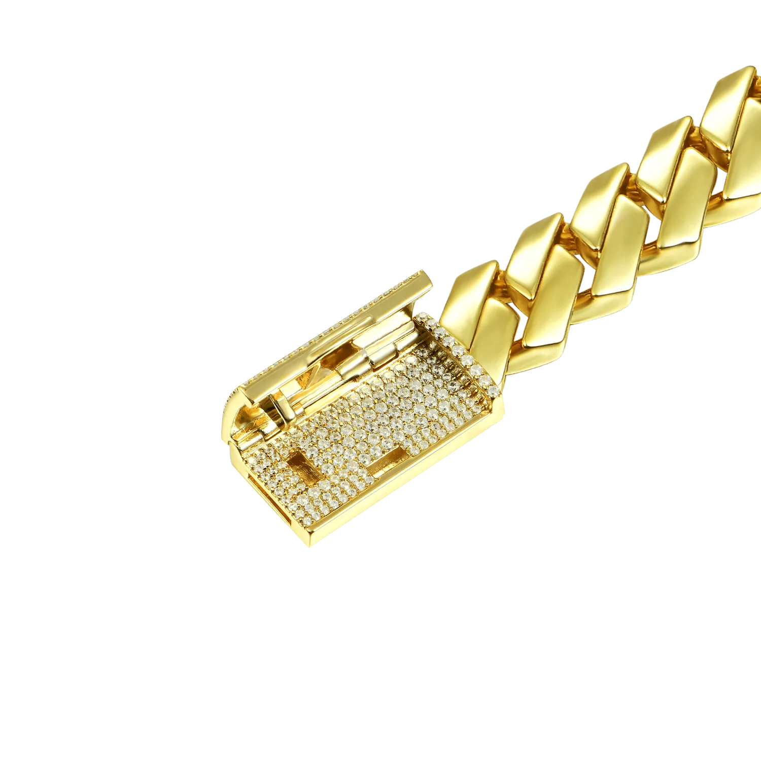 Women's Plain Gold Prong Cuban Link Bracelet - 8mm