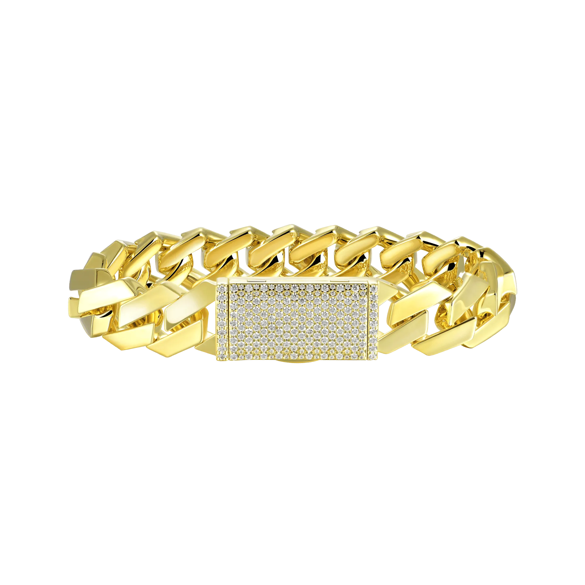 Women's Plain Gold Prong Cuban Link Bracelet - 8mm