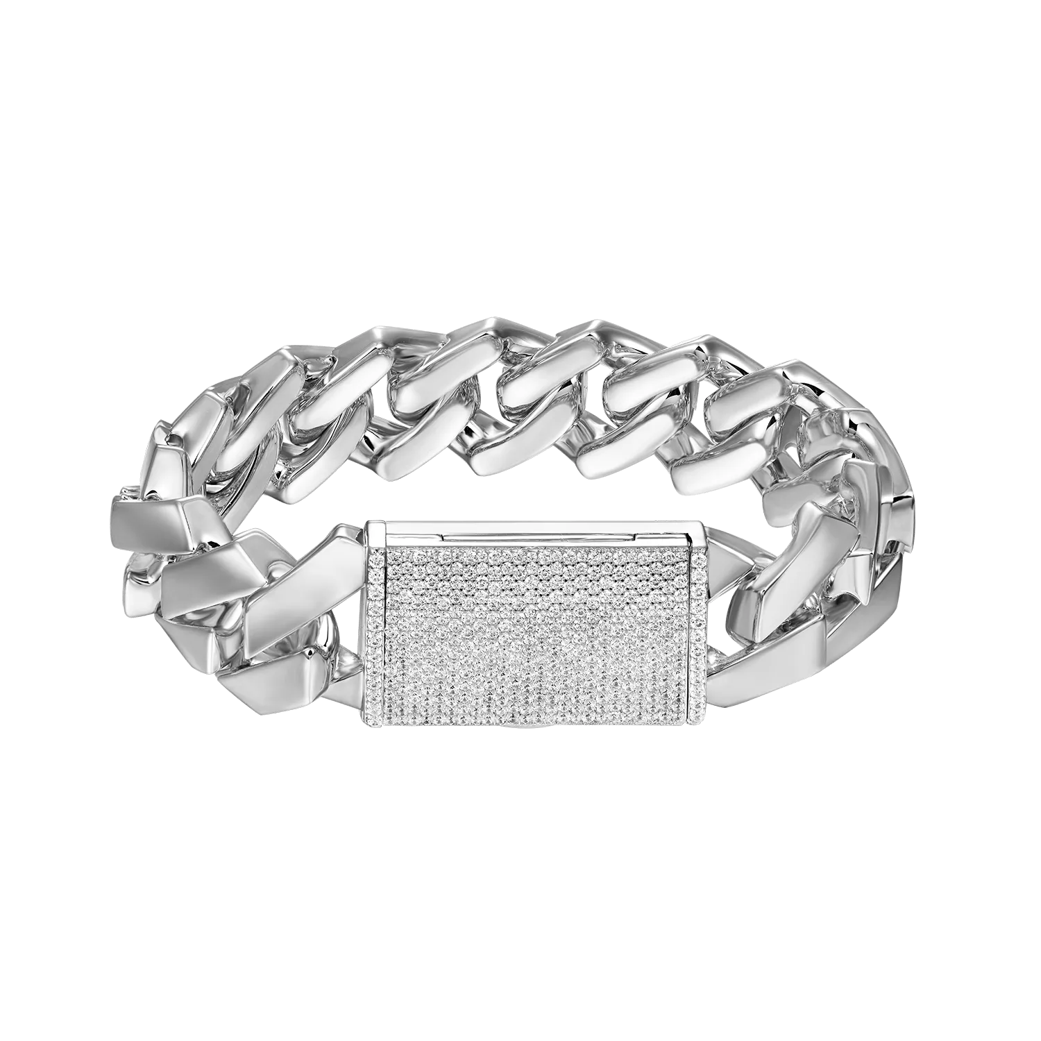 Women's Plain Gold Prong Cuban Link Bracelet - 8mm