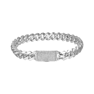 Women's Plain Gold Prong Cuban Link Bracelet - 8mm