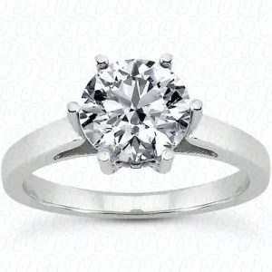 Women's Round Center Cut Diamond Six Prong Diamond Engagement Ring Setting-ENR8932