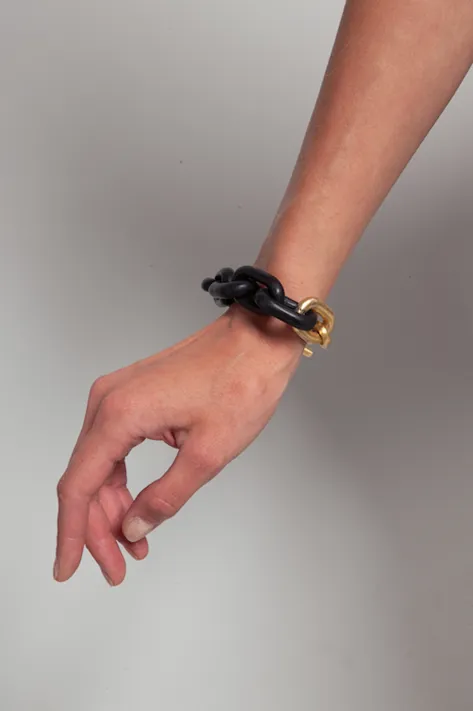 Wood and Acid Gold Toggle Chain Bracelet