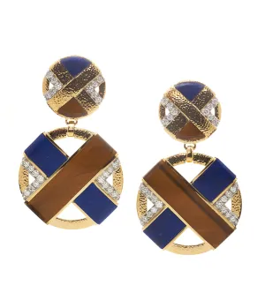 XO Earrings, Lapis Lazuli, Tiger's Eye