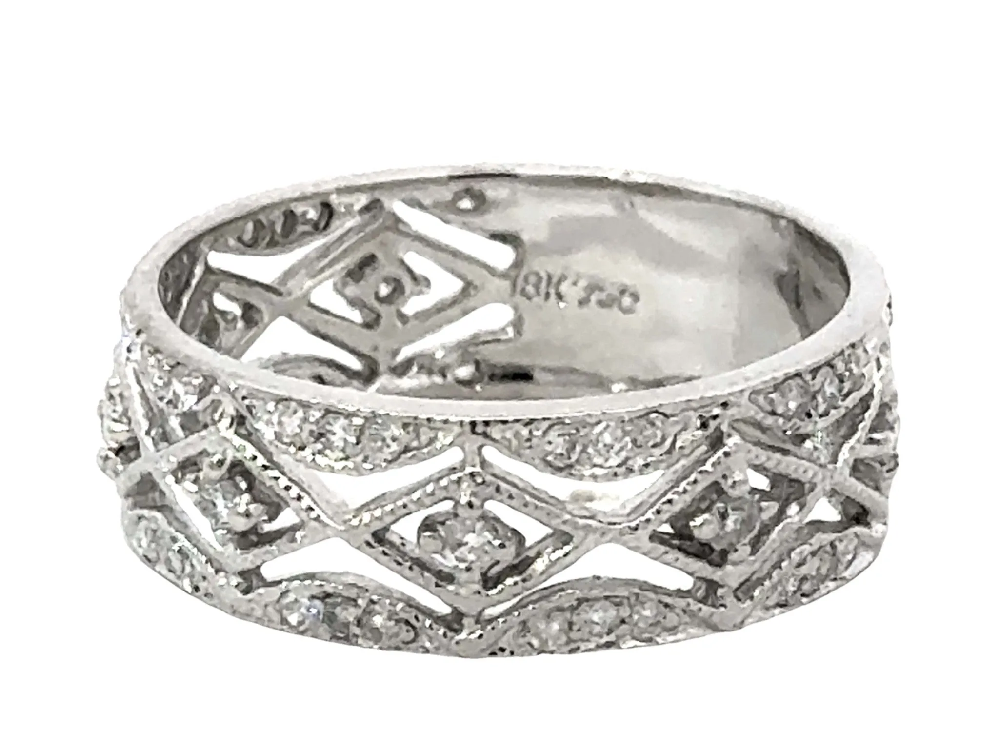 XOXO Diamond Band Cutout Ring 18k White Gold