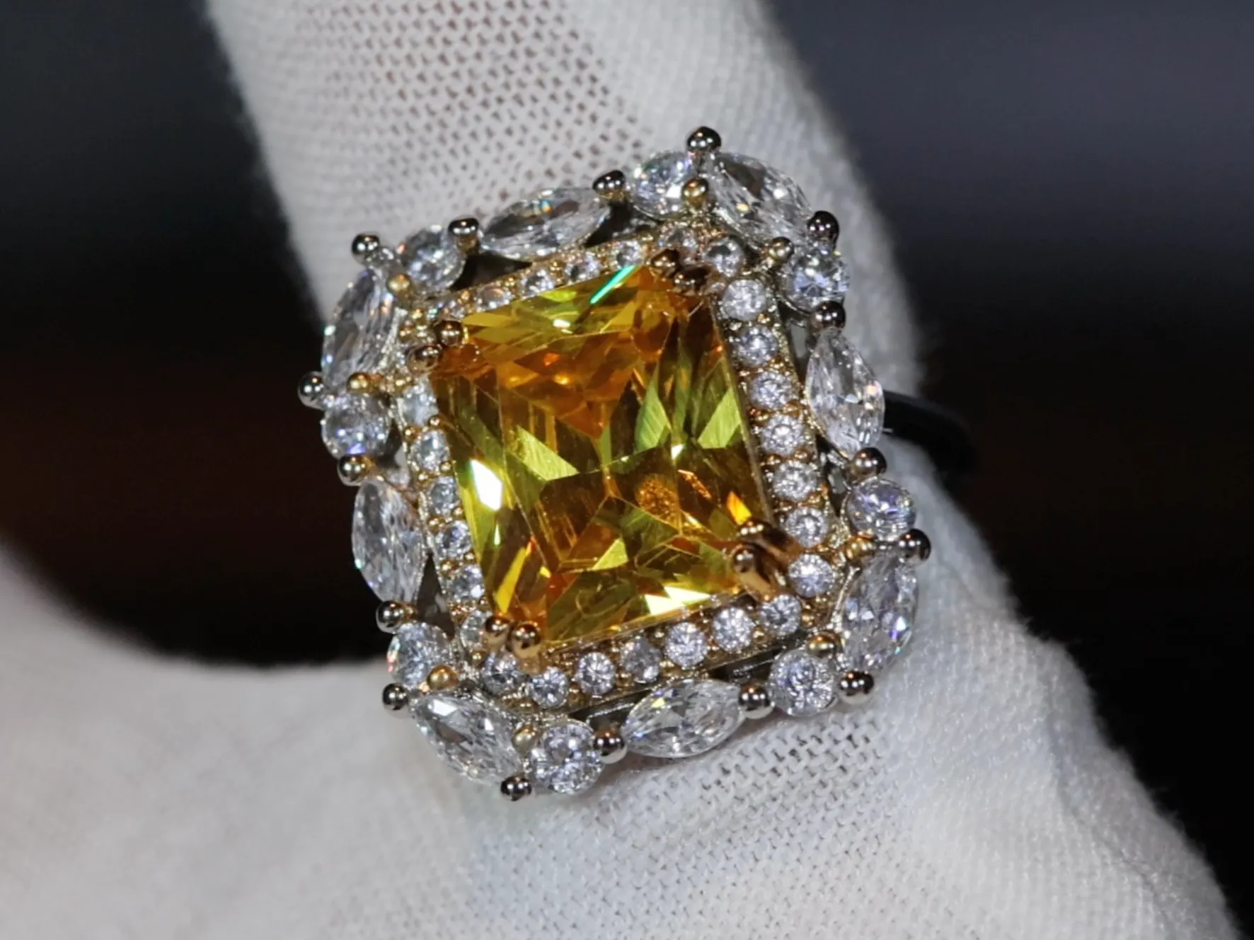 Yellow Diamond Ring | Yellow Diamond Engagement Rings | Canary Yellow Diamond Ring | Baguette Ring | Womens Engagement Ring | Cushion Ring