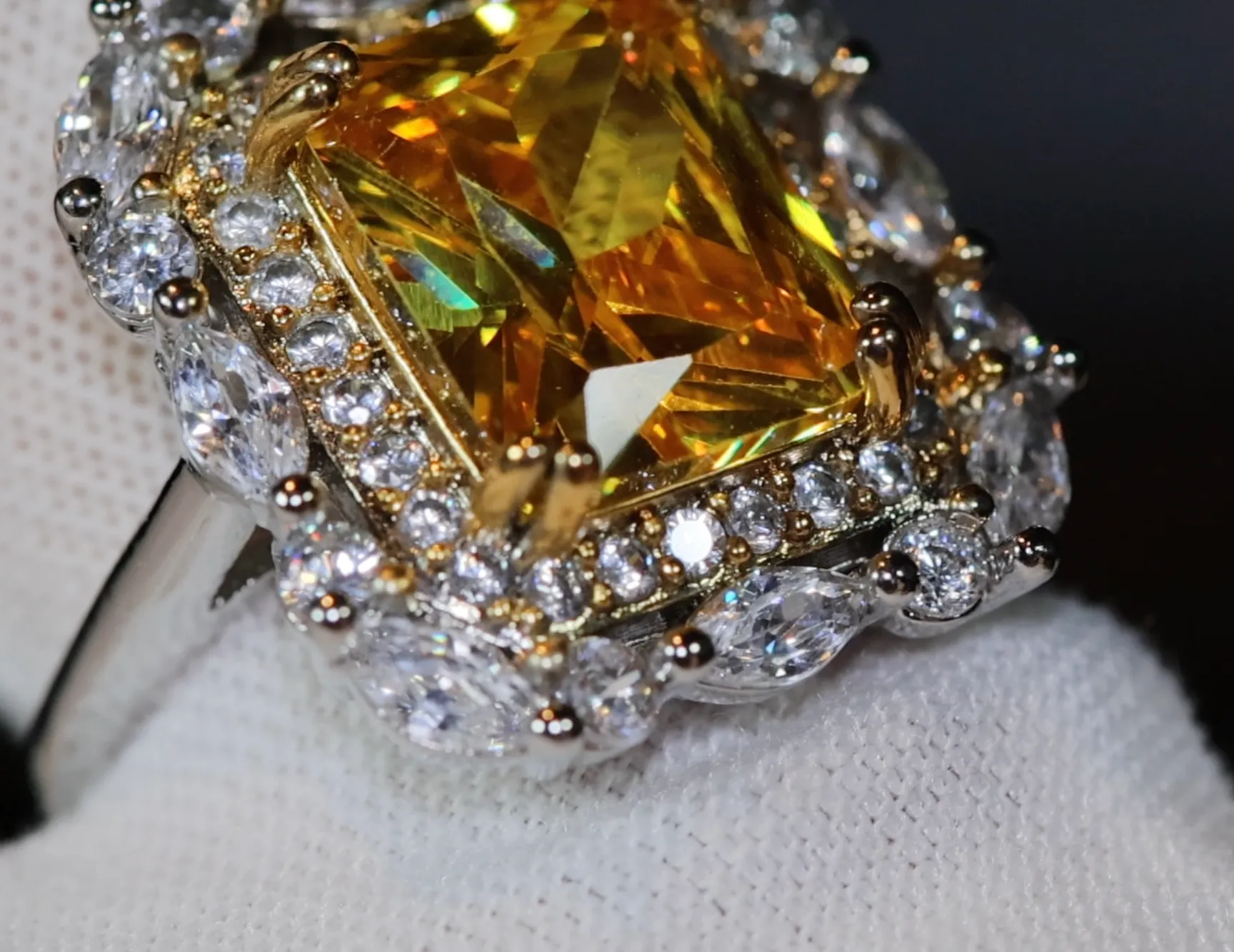 Yellow Diamond Ring | Yellow Diamond Engagement Rings | Canary Yellow Diamond Ring | Baguette Ring | Womens Engagement Ring | Cushion Ring