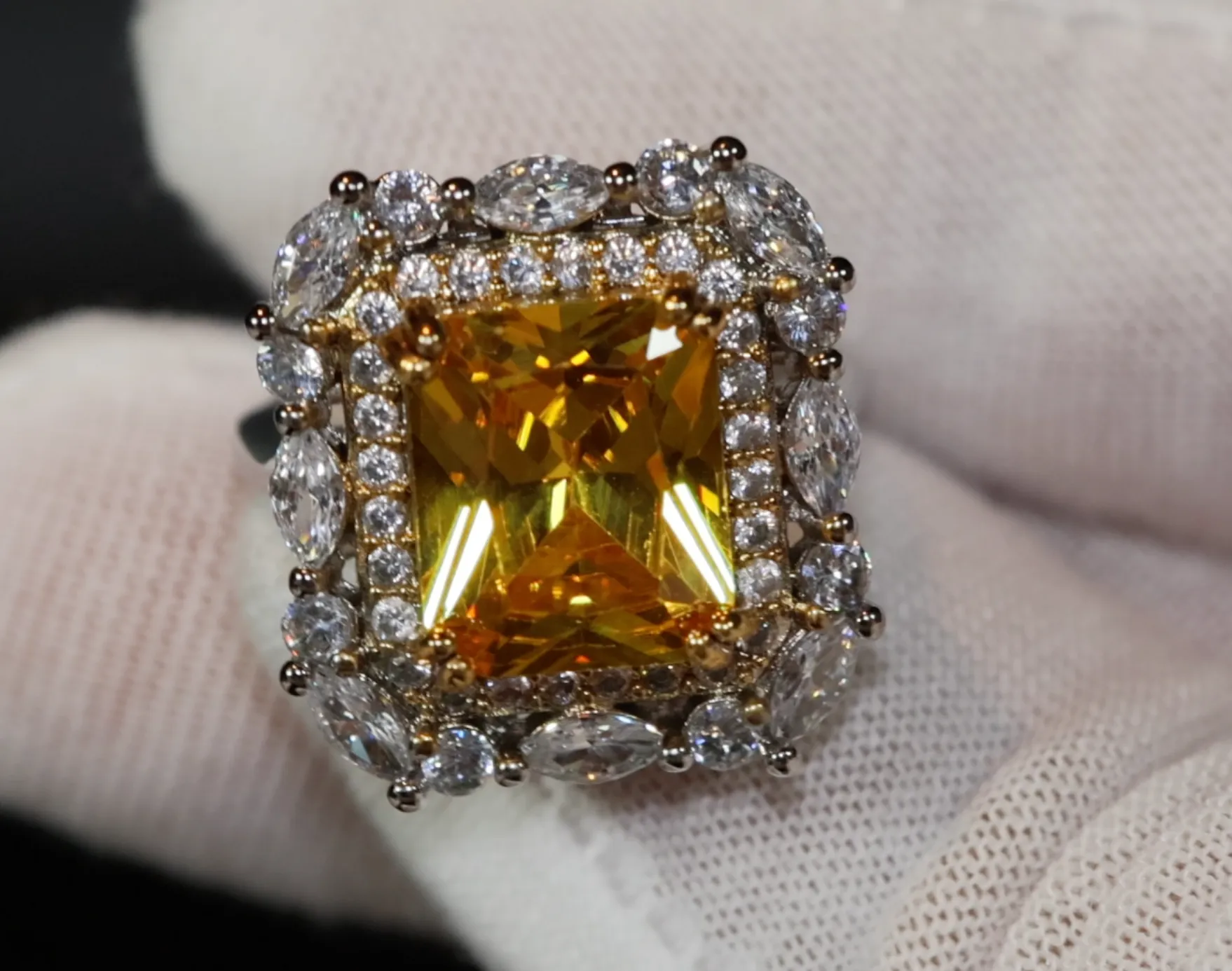 Yellow Diamond Ring | Yellow Diamond Engagement Rings | Canary Yellow Diamond Ring | Baguette Ring | Womens Engagement Ring | Cushion Ring
