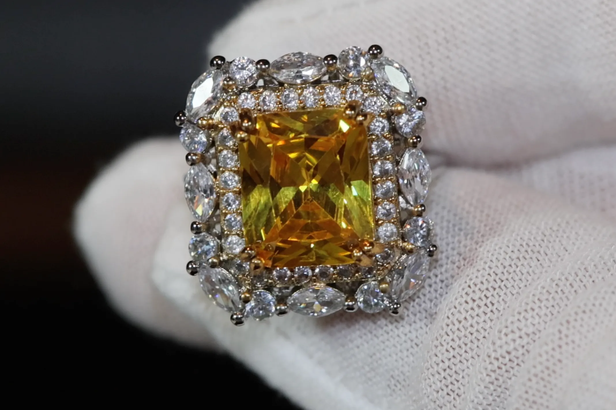Yellow Diamond Ring | Yellow Diamond Engagement Rings | Canary Yellow Diamond Ring | Baguette Ring | Womens Engagement Ring | Cushion Ring