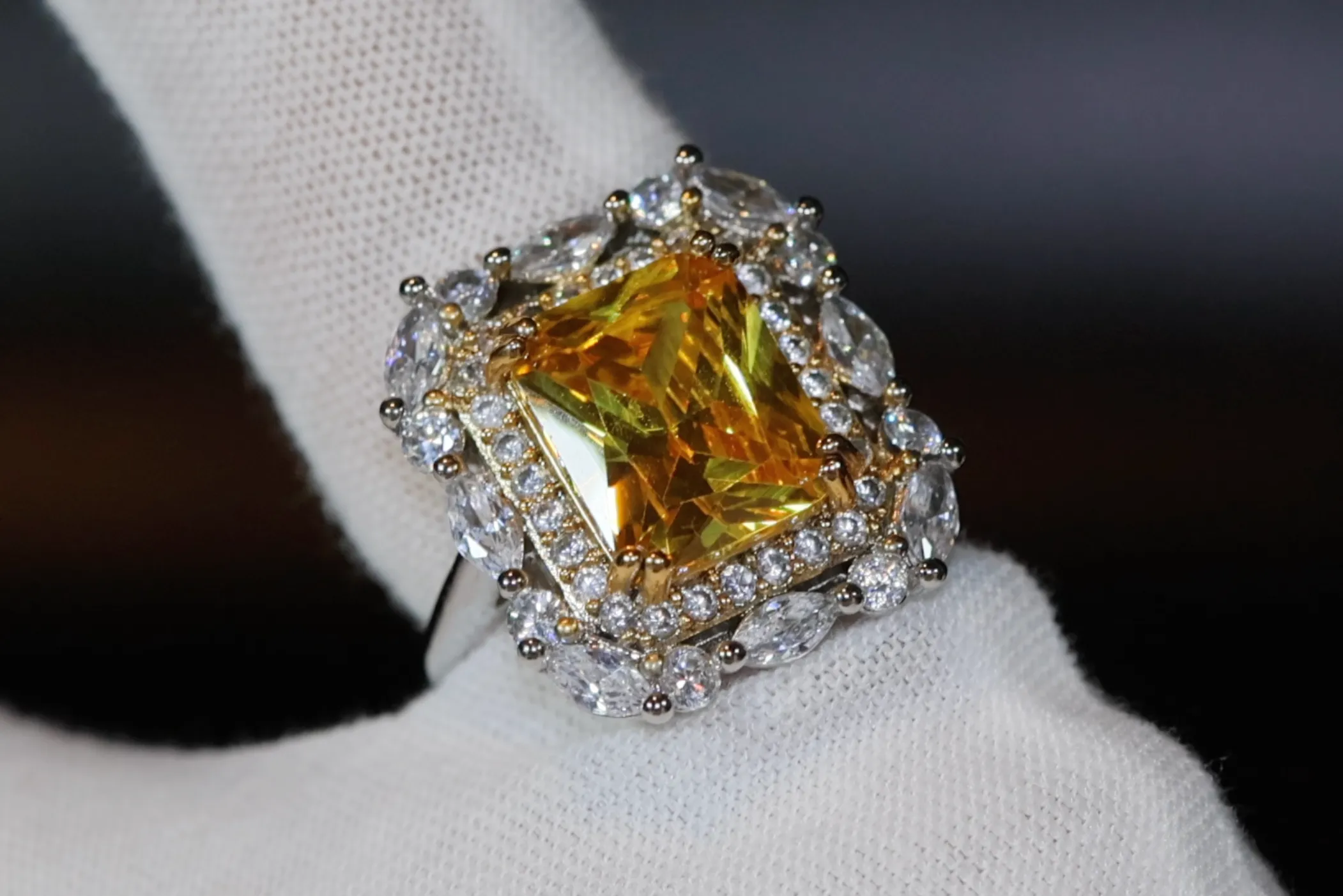 Yellow Diamond Ring | Yellow Diamond Engagement Rings | Canary Yellow Diamond Ring | Baguette Ring | Womens Engagement Ring | Cushion Ring