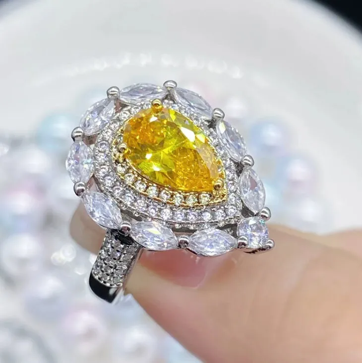 Yellow Diamond Ring | Yellow Diamond Engagement Rings | Canary Yellow Diamond Ring | Pear Shape Ring | Pear Engagement Ring | Teardrop Ring